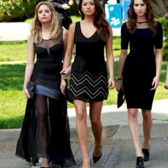 Bcbgmaxazria alai maxi chiffon dress black combo L - Picture 7 of 16